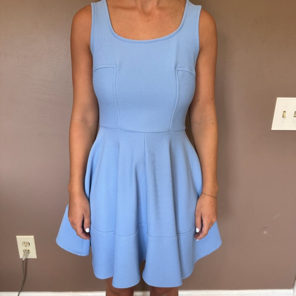 Lulus Light Blue Textured Fit & Flare Dress – Size S